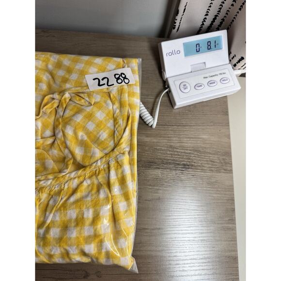 Old Navy Linen Gingham Milkmaid Babydoll Top Womens Plus Size 4X Yellow Peasant - Picture 13 of 13